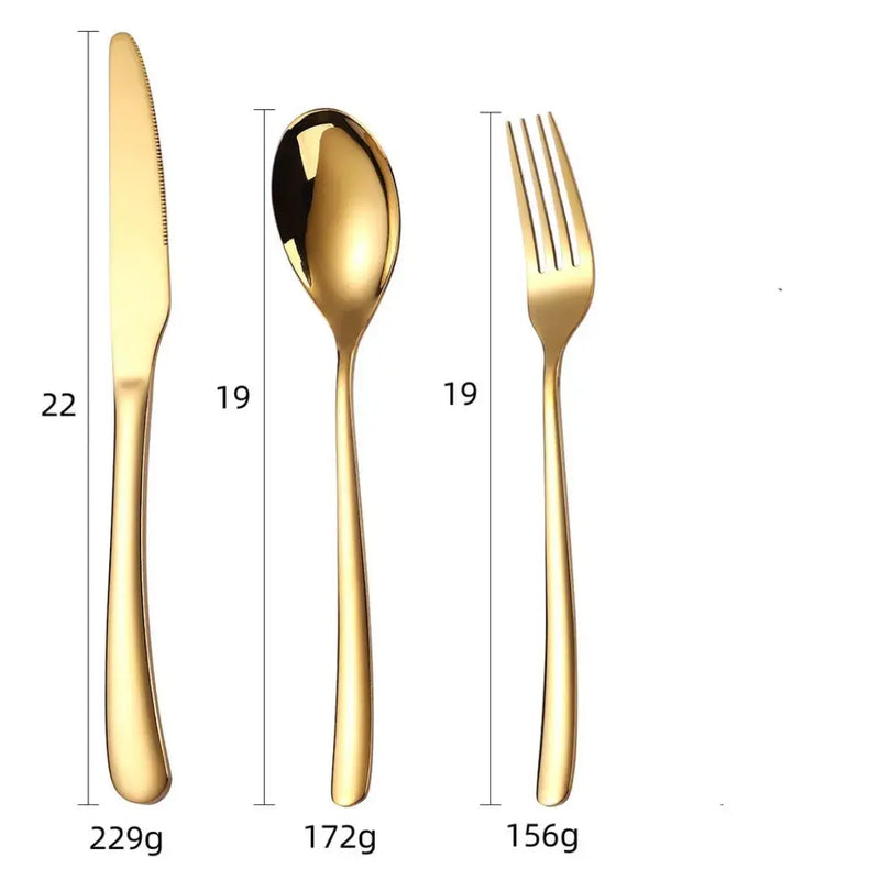 Conjunto 18 Peças Talheres Ouro De Aço Inox - LuxCutlery 18K